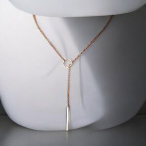 Thread through balance bar circle dangle necklace gold✨BRAND-NEW✨